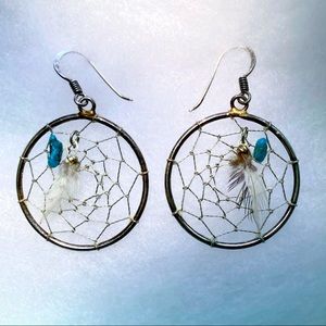 Sterling Silver Dream Catcher earrings 1.7"